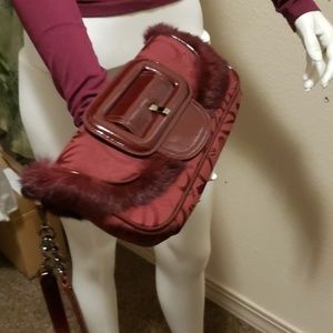 BEBE MAROON WRIST CLUTCH